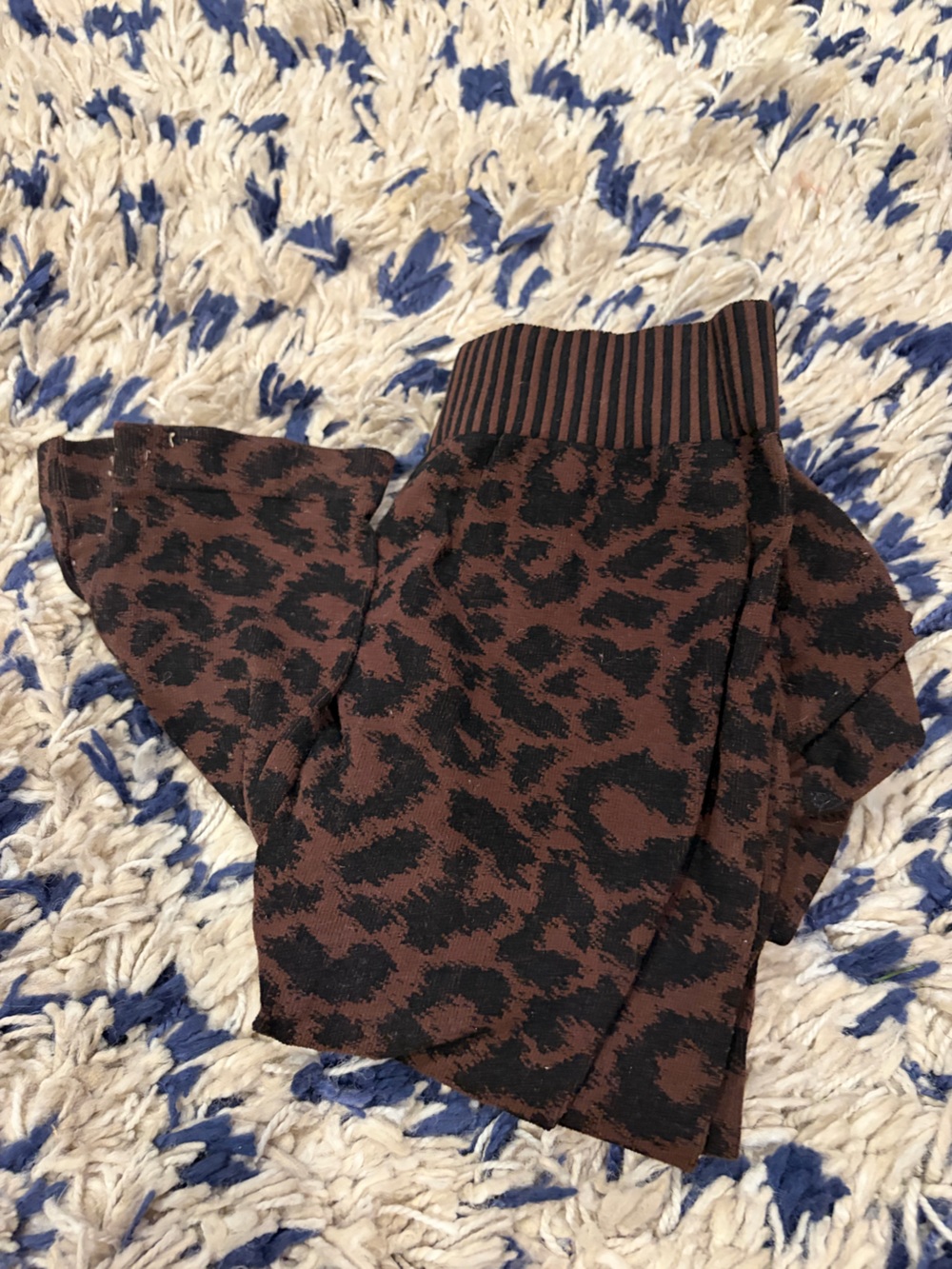Manon Brown Leopard-Print Pull-On Leggings with Ribbed Waistband - one size